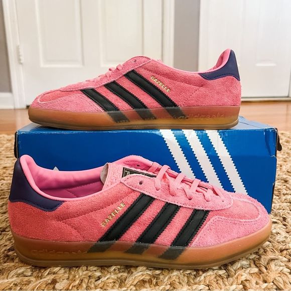 NWT Adidas Gazelle Indoor Sneakers Pink Bliss Gum Sole Women’s Size 5.5 - Picture 10 of 16